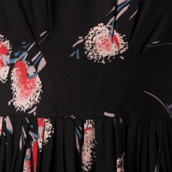 Emily& Fin Heather Retro Pom Pom Gloral A Line Semi Tailored Dress Size 8 - Picture 11 of 12